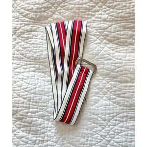 Polo Ralph Lauren Vtg Web Ribbon Belt Mens XL Striped Red White American Preppy